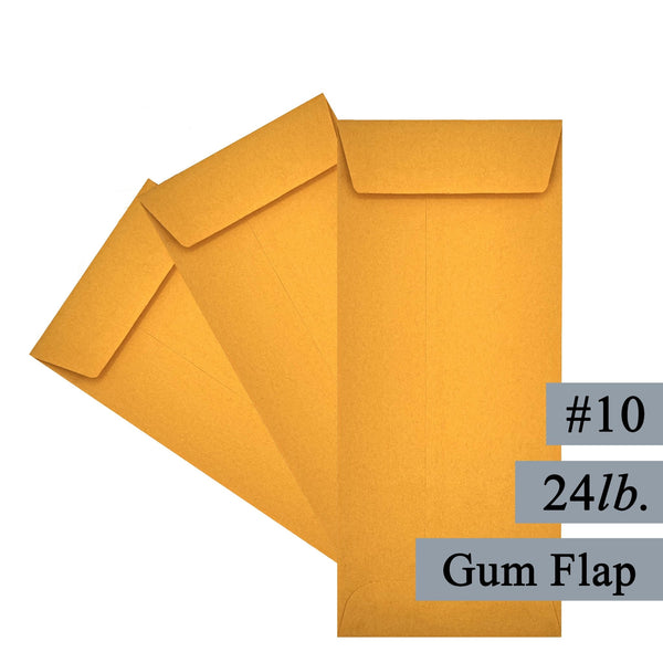 #10 Policy (Open End) Envelope, 4 1/8 x 9 1/2, Sturdy 24lb. Kraft, Gum Flap - Cashier Depot