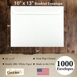 10" x 13" Booklet Envelopes, Sturdy 28lb. White, Gum Flap - Cashier Depot