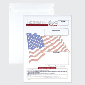 100 Income Tax Return Envelopes for Customers, 9" x 12", Heavy 28lb. White Paper, American Flag (TR912CW/F) - Cashier Depot