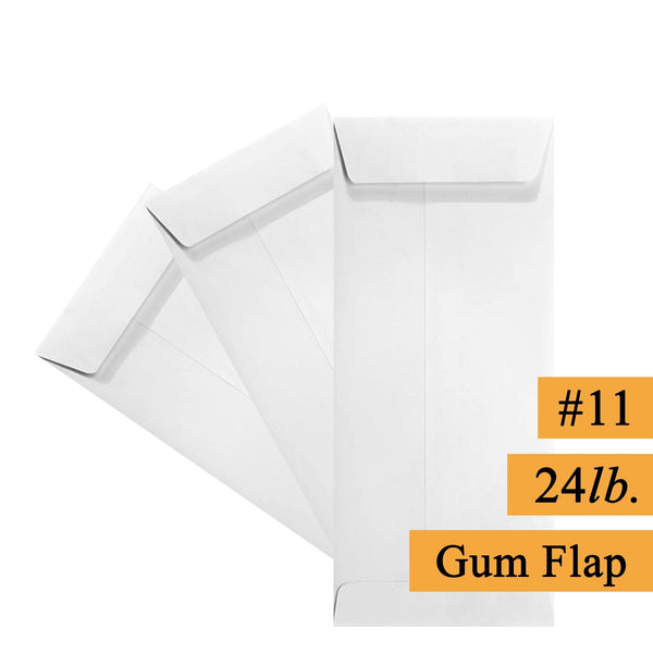 #11 Policy (Open End) Envelope, 4 1/2 x 10 3/8, Sturdy 24lb. White, Gum Flap - Cashier Depot