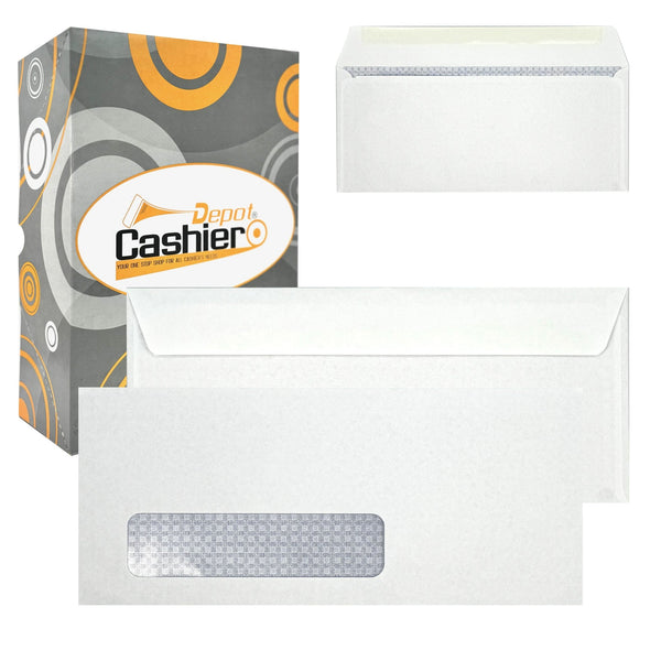 500 Cashier Depot No. 10 Business Envelope, Left Window, 4 1/8 X 9 1/2, Security Tinted, 24lb White - Cashier Depot