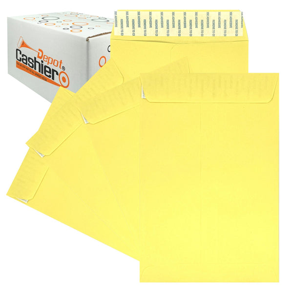 6" x 9" Catalog (Open End) Envelopes, Sturdy 24lb. Pastel Canary /Yellow, Peel & Seal Flap - Cashier Depot