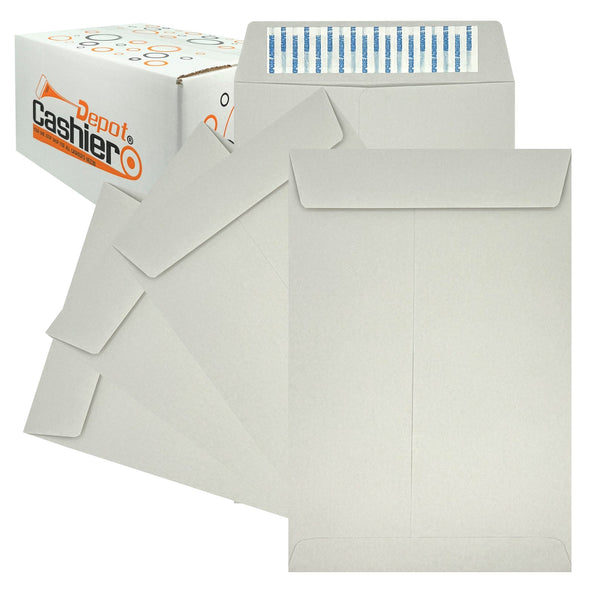 6" x 9" Catalog (Open End) Envelopes, Sturdy 24lb. Pastel Gray, Peel & Seal Flap - Cashier Depot