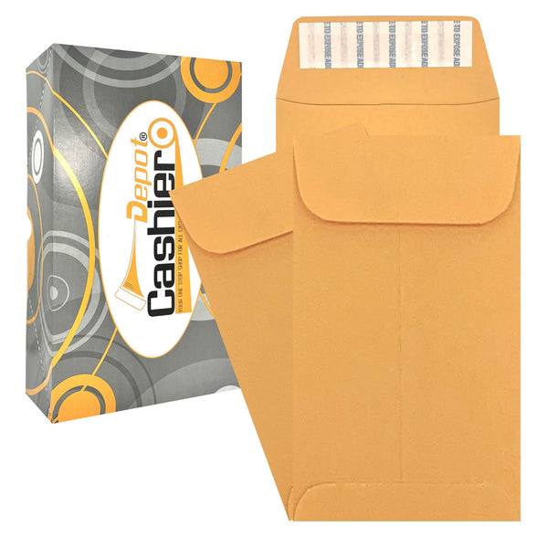 #7 Coin Envelopes, 3 - 1/2" X 6 - 1/2", Sturdy 24lb. Brown Kraft, Peel & Seal Flap - Cashier Depot