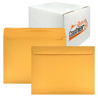 9" x 12" Booklet Envelopes, Sturdy 28lb. Brown Kraft, Gum Flap - Cashier Depot