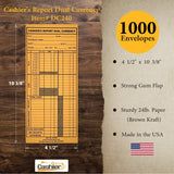 Cashier Depot DC240 Cashier's Report Dual Currency Envelope, 4 1/2" x 10 3/8", Sturdy 24lb. Brown Kraft - Cashier Depot
