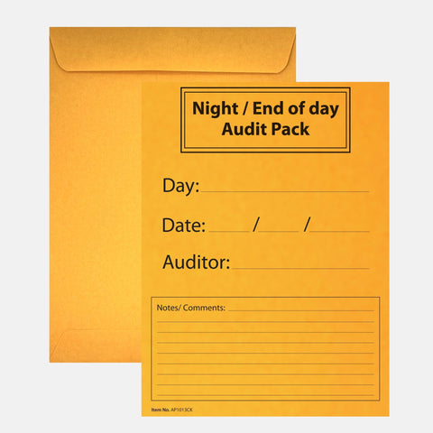 Night/End of Day Audit Pack Envelopes 9" x 12" OR 10" x 13" Catalog (Open End), Heavy 28lb. White, Gum Flap - Cashier Depot