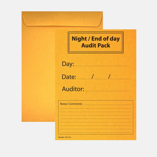 Night/End of Day Audit Pack Envelopes 9" x 12" OR 10" x 13" Catalog (Open End), Heavy 28lb. White, Gum Flap - Cashier Depot