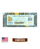 Cashier Depot HM305 Cashier's Sales Report Envelope, 4 1/2" x 10 3/8", Premium 24lb. Kraft, Gum Flap, 500/Box - Cashier Depot