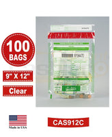 Tamper Evident Deposit Bags, 9" x 12" Clear, Serialized Numbering, Barcode, Press & Seal Void Closure Tape (100 Bags)